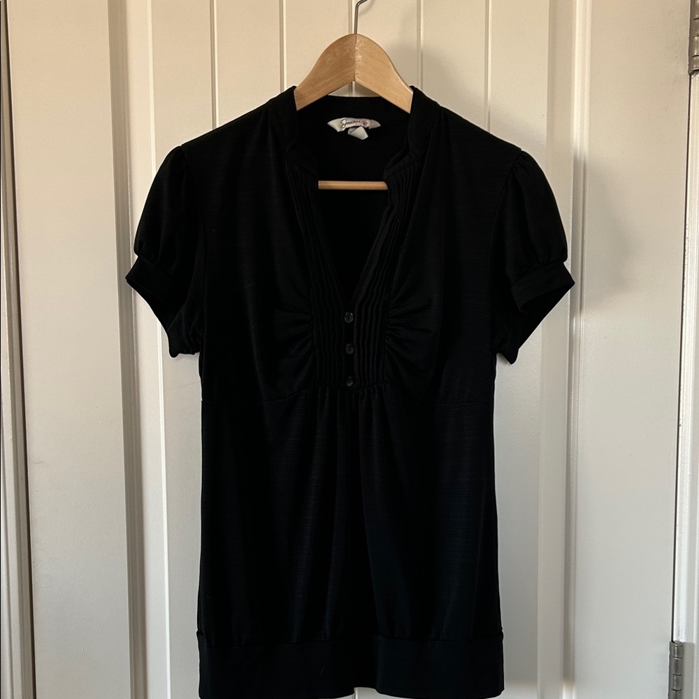 Speechless Black Short Sleeve Blouse